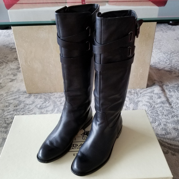 COACH EUC!! CAYDEN KNEE TALL RIDING BOOTS BLACK 7.5 - Picture 3 of 8